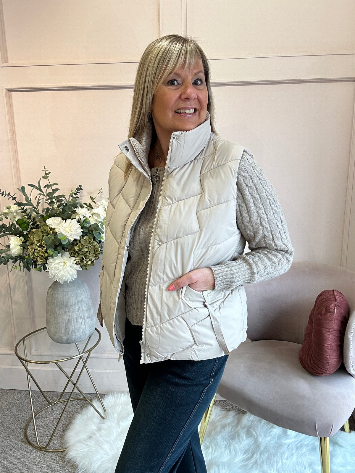 Padded Gilet  - Soft Beige