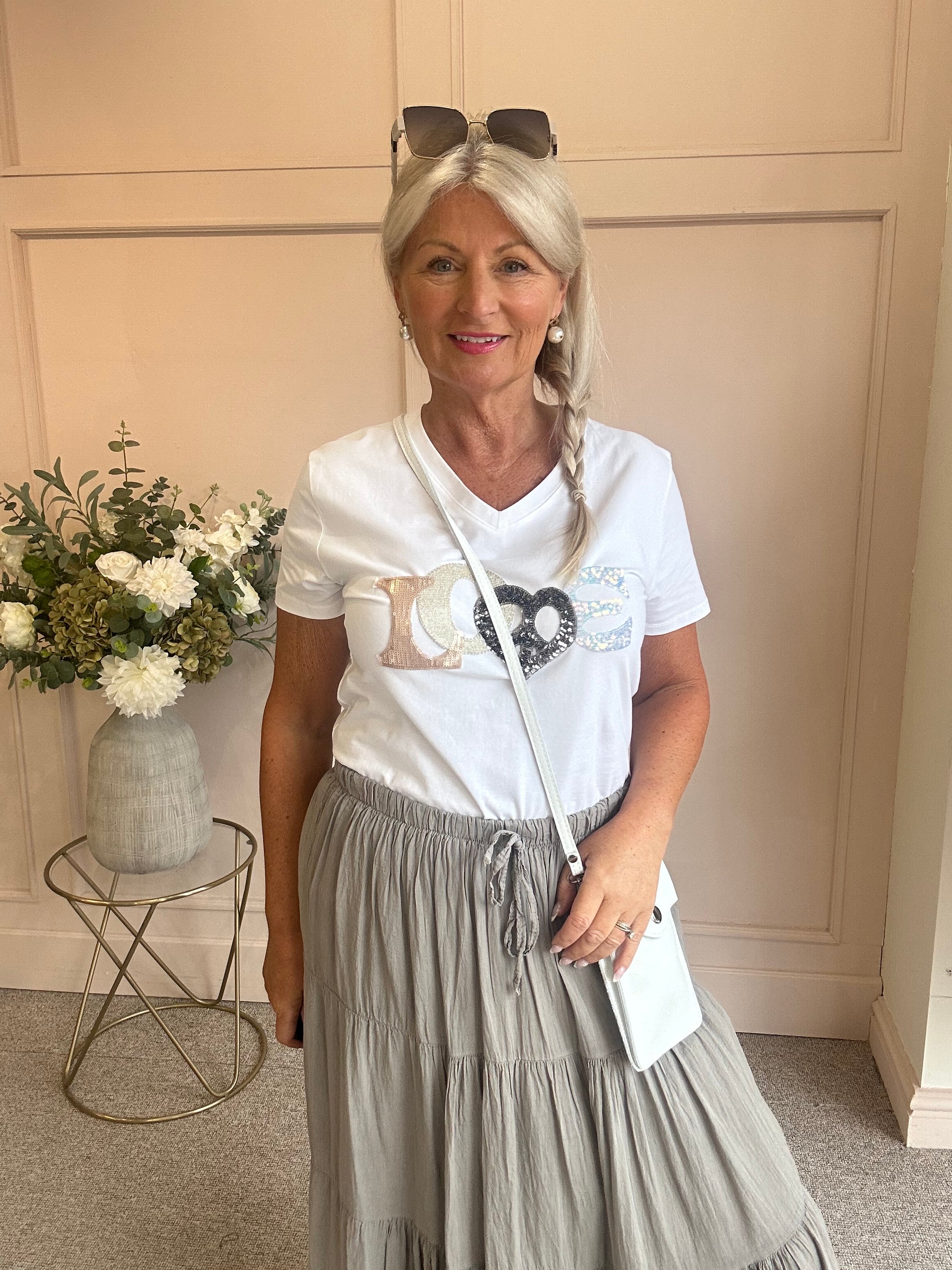 Love Sparkle T Shirt  - White - Wardrobe By Simone