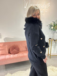 Load image into Gallery viewer, Gold Hearts & Fur Trim Hoody Jumper - Black
