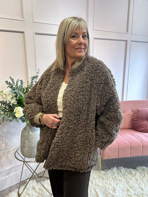 Cosy Teddy Reversible Jacket - Mocha