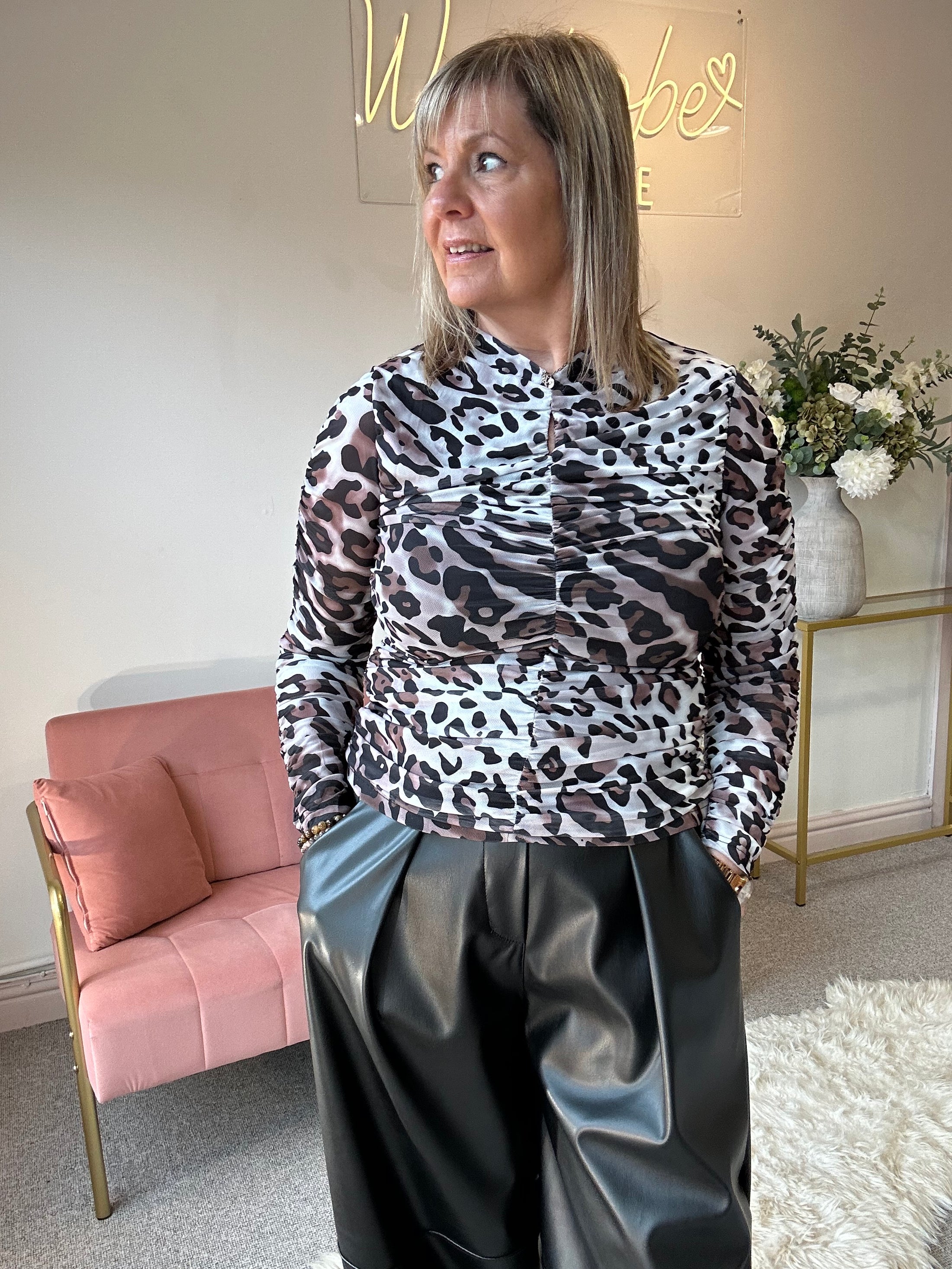 High Neck Top - Leopard