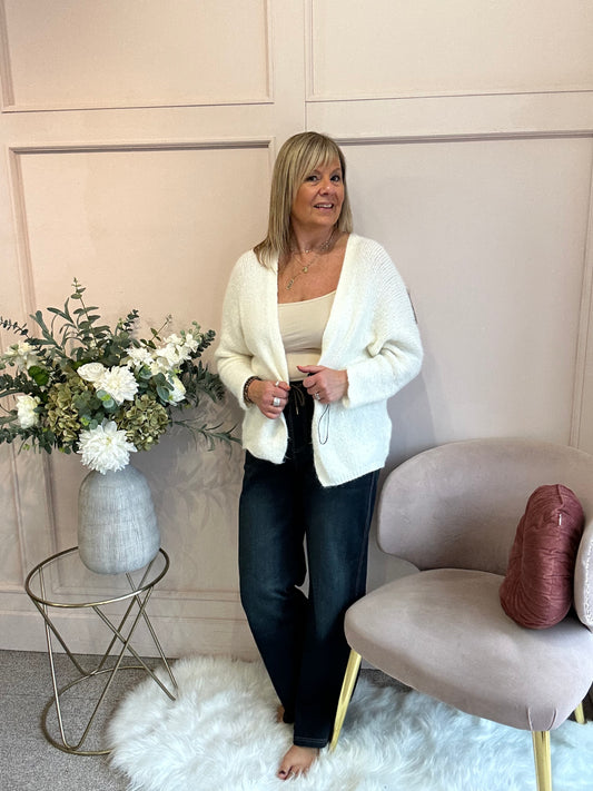 Soft Easy Cardigan - Cream - Wardrobe By Simone