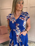 Load image into Gallery viewer, Vibrant Pattered Maxi Dress- Blue
