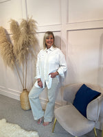 Embroidered Flower Detail Shirt  - Cream