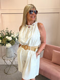 Load image into Gallery viewer, Ruched Neckline Sleeveless Top - Cream
