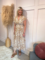 Summer Zebra Maxi Dress - Coffee/Cream