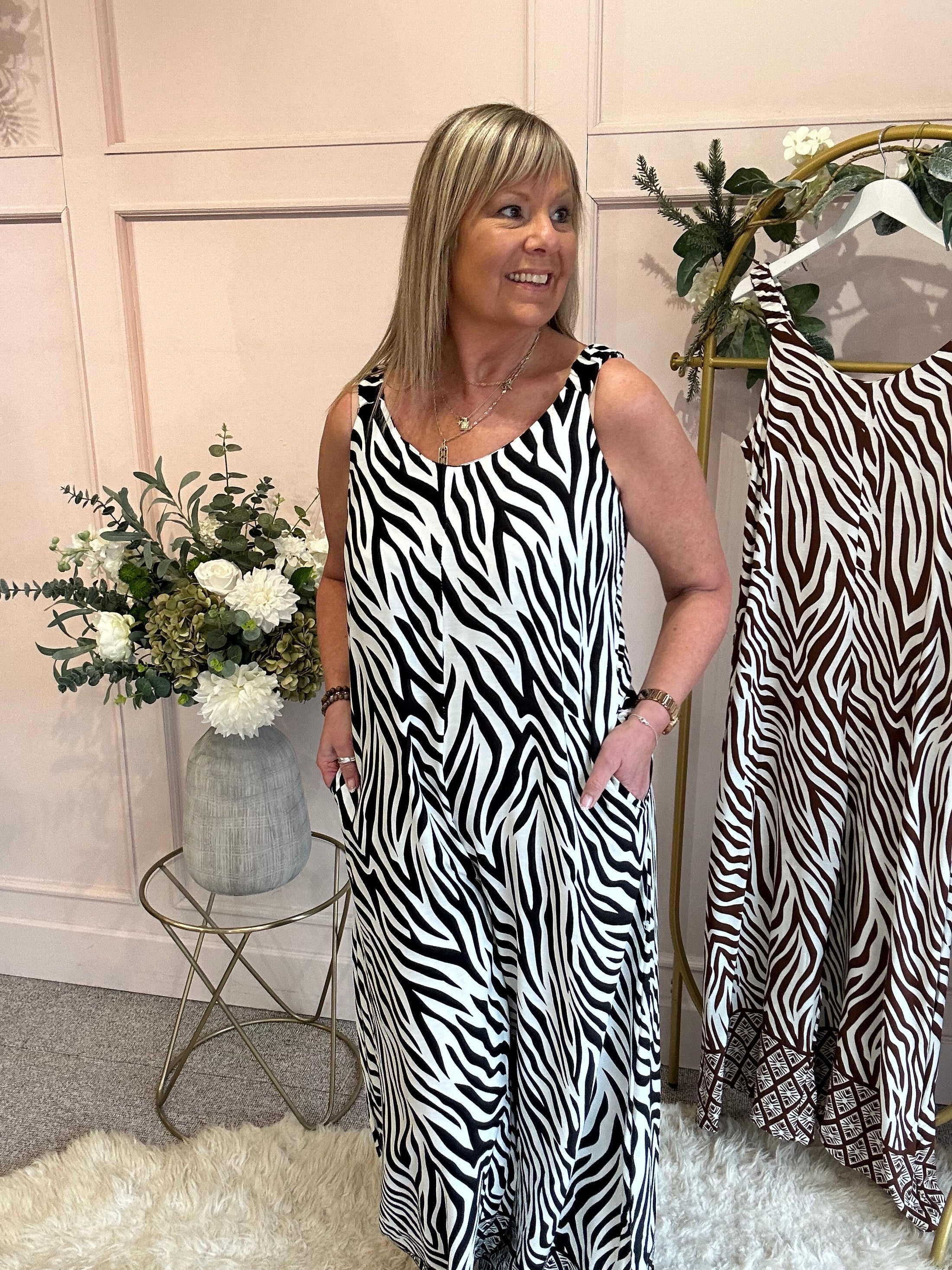 Zebra Jumpsuit - Black/White - Wardrobe By Simone