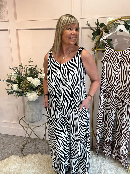 Zebra Jumpsuit - Black/White - Wardrobe By Simone