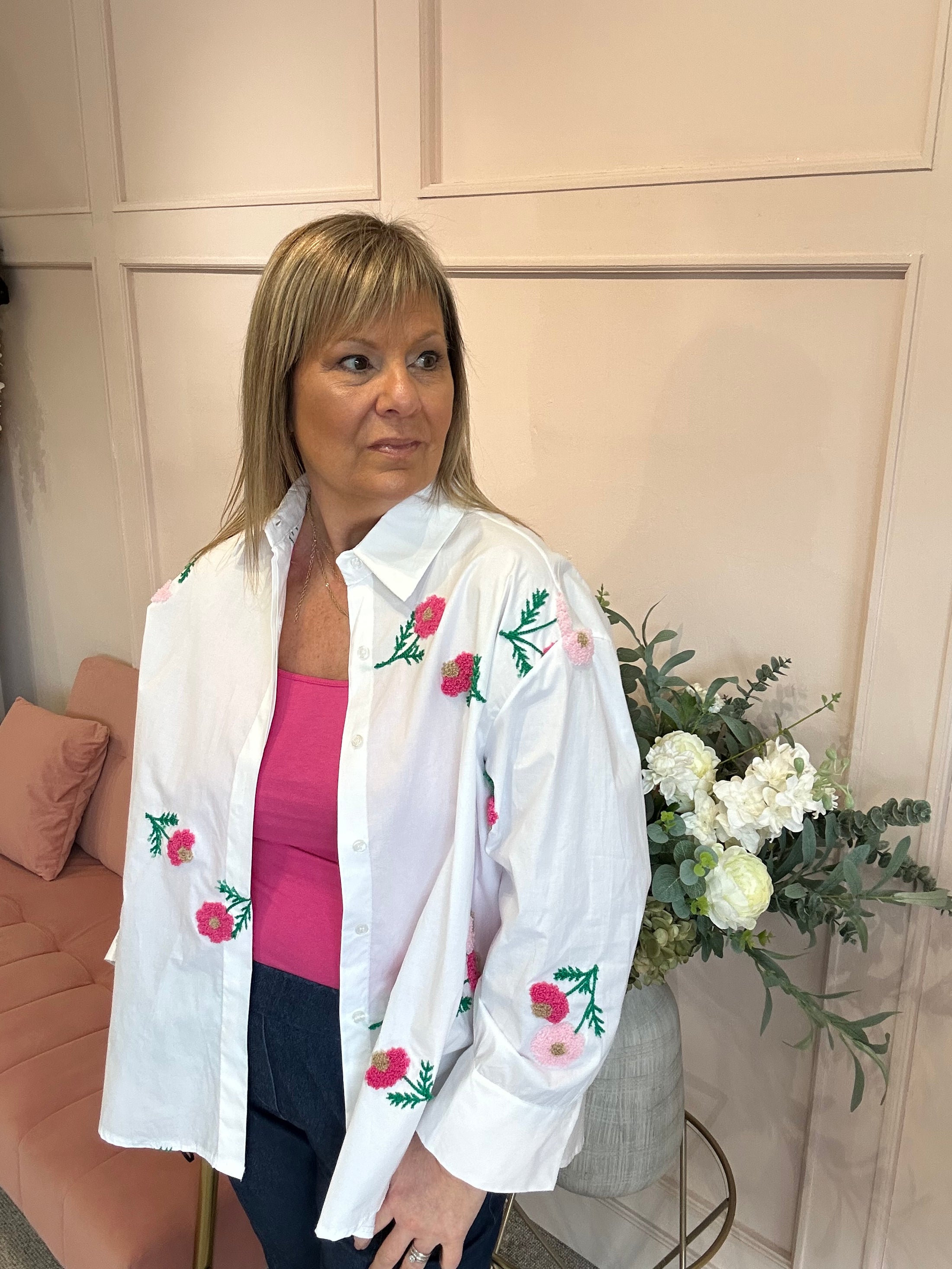 Meadow Flowers Shirt - White - Wardrobe By Simone