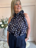 Load image into Gallery viewer, Spotty & Ruffle Top - NavyWhite - Wardrobe By Simone
