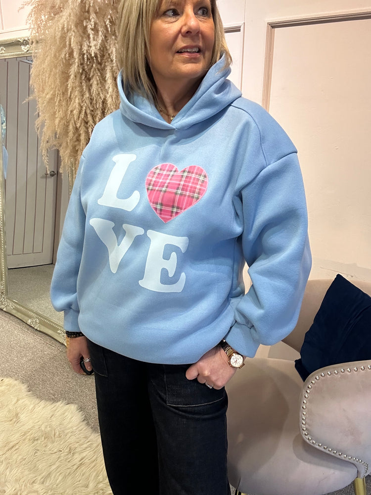 'Love' Sweatshirt Hoody - Blue - Wardrobe By Simone