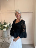 Load image into Gallery viewer, Crochet With Frill Edge Cardigan - Black - Wardrobe By Simone
