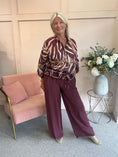 Load image into Gallery viewer, Lightweight Print Zip Jacket - Burgundy/Cream/Brown - Wardrobe By Simone

