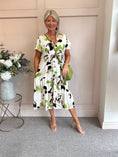 Load image into Gallery viewer, Button Detail Midi dress - Cream/Green/Brown - Wardrobe By Simone
