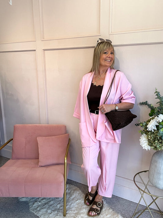Blazer Oversized And Pant - Sugar Pink - Wardrobe By Simone