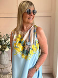 Load image into Gallery viewer, Santorini & Lemons Maxi Dress- Aqua Blue
