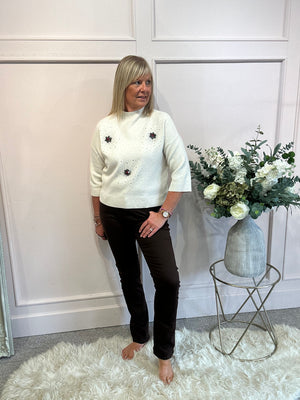 Sparkle Detail Jumper  - Cream