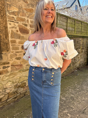 Wild Flower Bardo Top - White