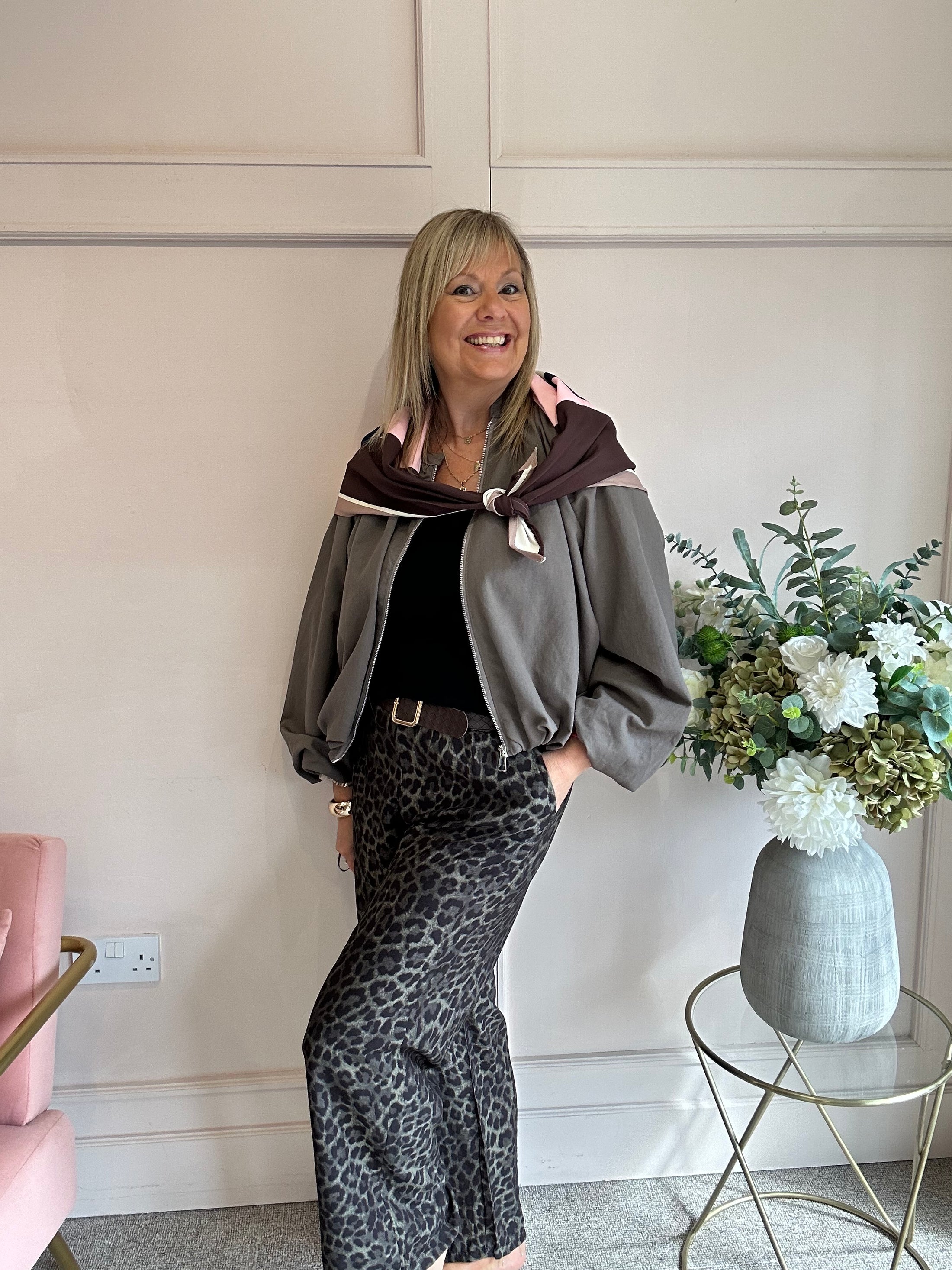 Scarf With Zip Jacket - Deep Taupe