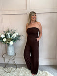 Load image into Gallery viewer, Bardot Elastic Top Wide Leg Jumpsuit Brown -One Side
