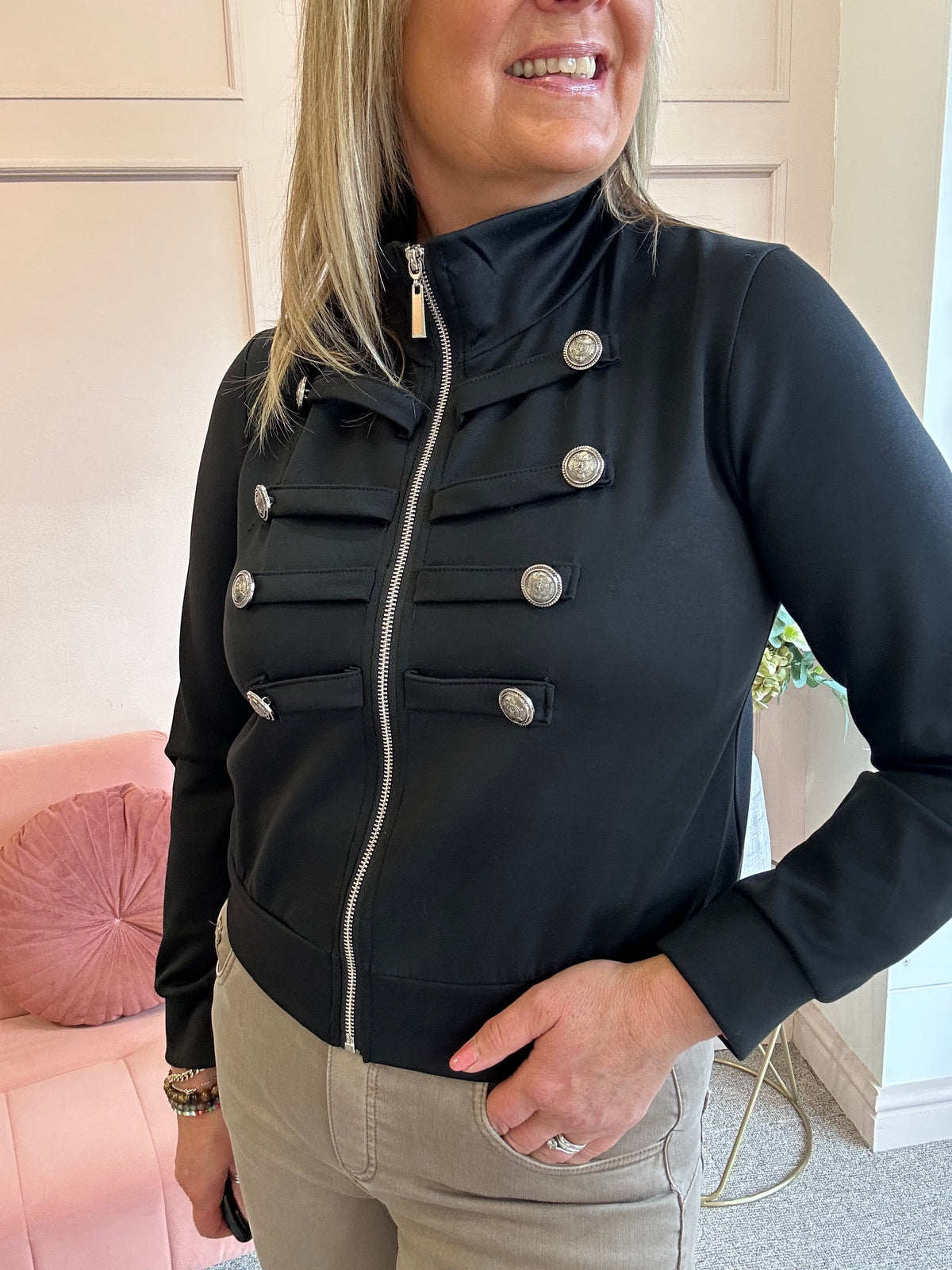 Military Lounge Jacket - Black - Wardrobe By Simone