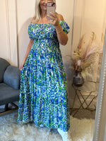 Floral Mix Maxi Dress - Blue/Green - Wardrobe By Simone