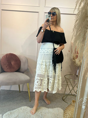 Crochet Boho 'Vibe' Skirt - White