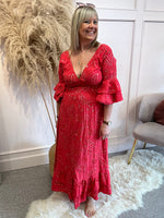 Add a touch of sparkle Maxi Dress - Red