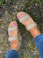 Lottie Gold Weave Band Sandal - Gold