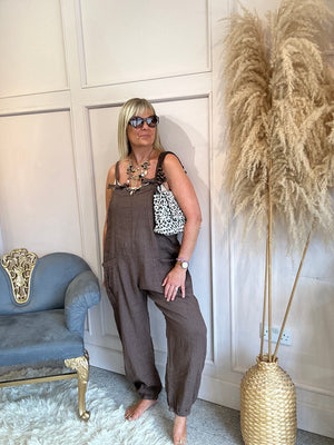 Linen dungarees - Brown - Wardrobe By Simone