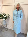 Load image into Gallery viewer, Denim Maxi Shirt Dress  - Light Blue

