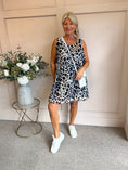Load image into Gallery viewer, Sleeveless Midi Dress - Cream/Navy/Brown - Wardrobe By Simone
