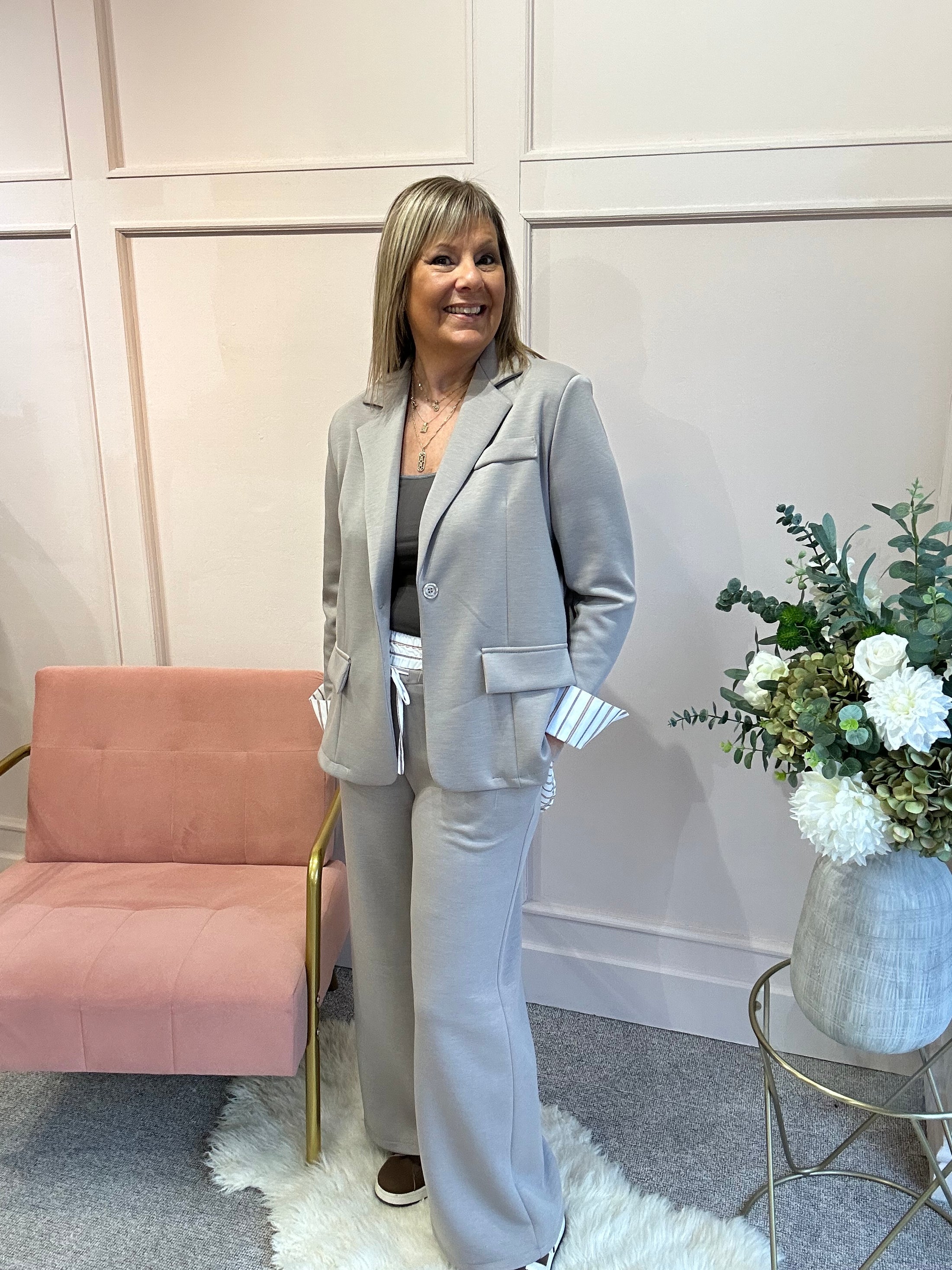 Blazer And Trouser Set - Beige