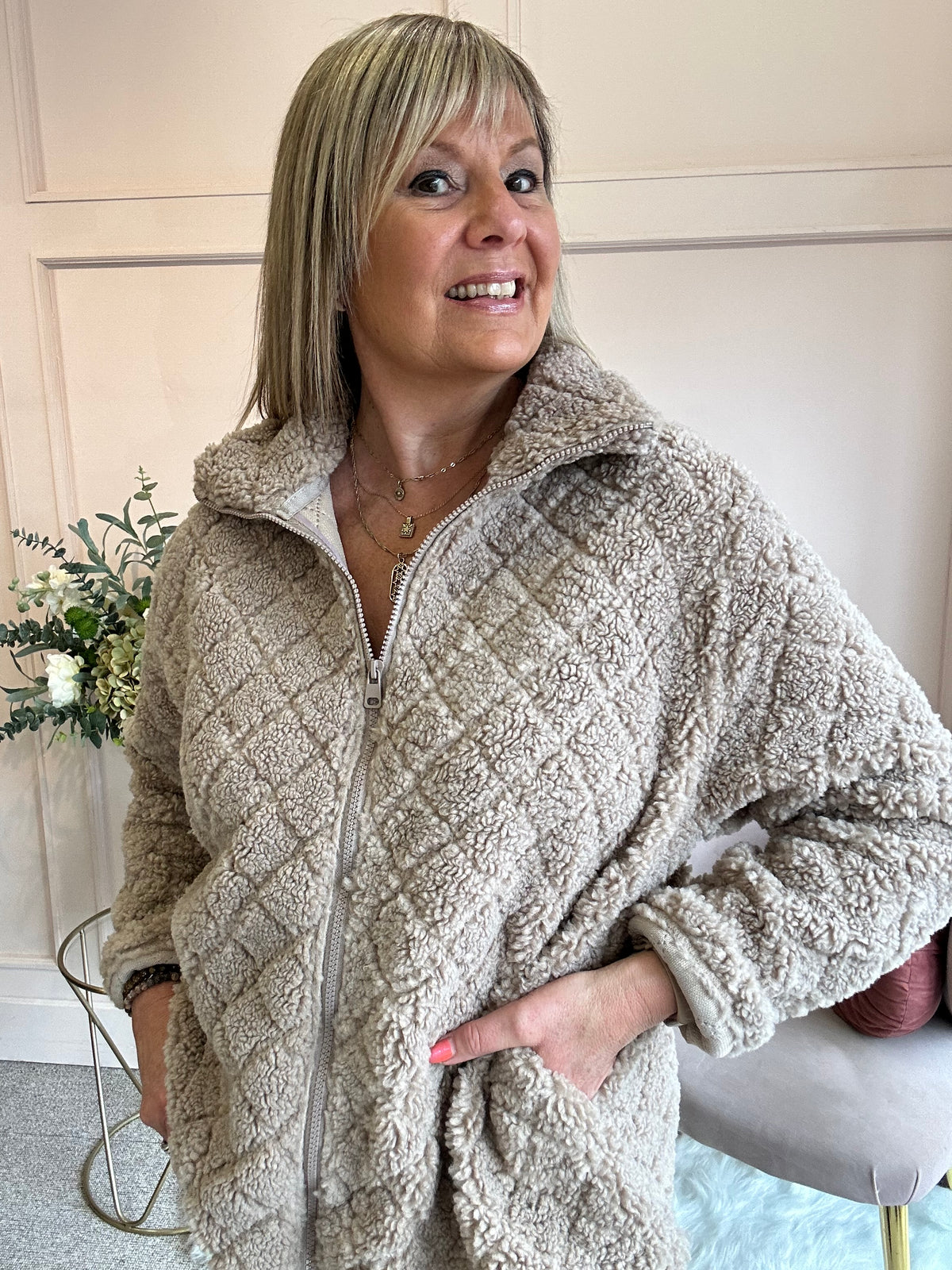 Cosy Zip Fleece - Taupe