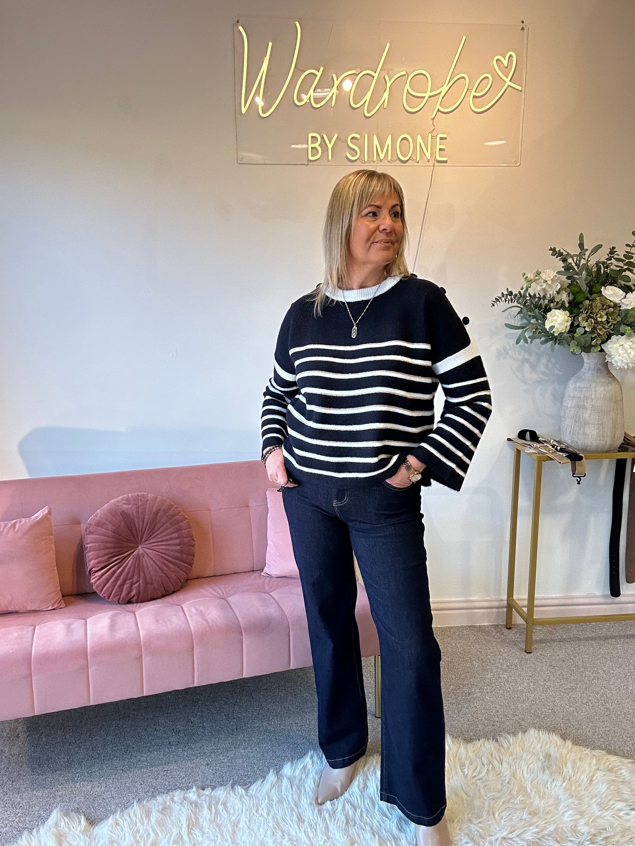 Striped Jumper - Navy/White