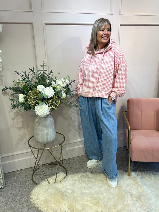 Little Hearts Hoody Jumper - Pink/Cream - Wardrobe By Simone