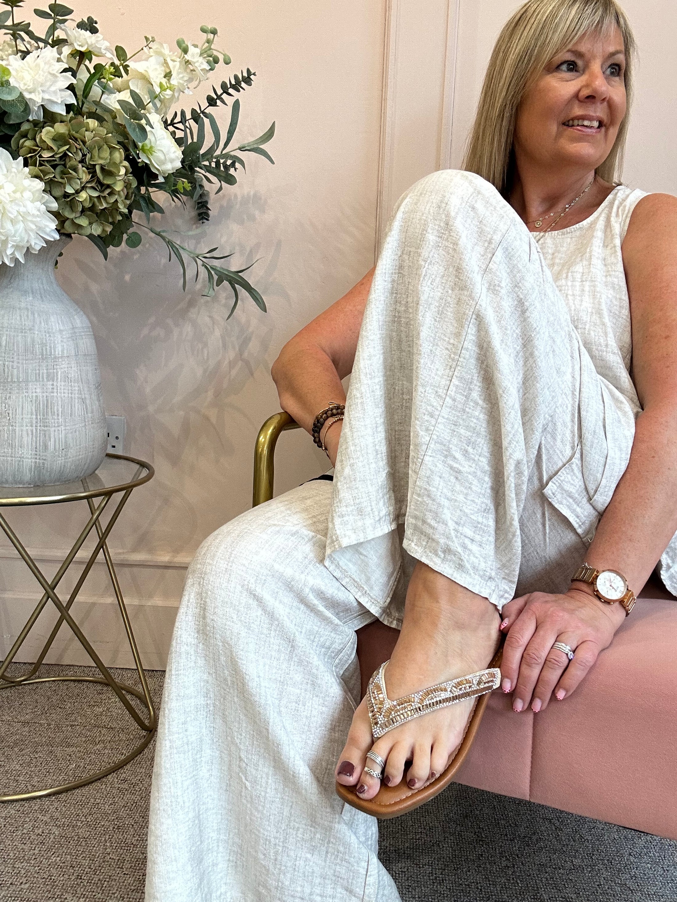 Wide Leg Pant - Light Beige