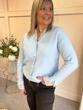 Load image into Gallery viewer, Lace Detail V Cardigan - Soft Blue
