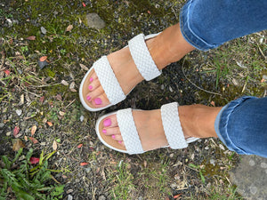 Lottie White Weave Band Sandal - White