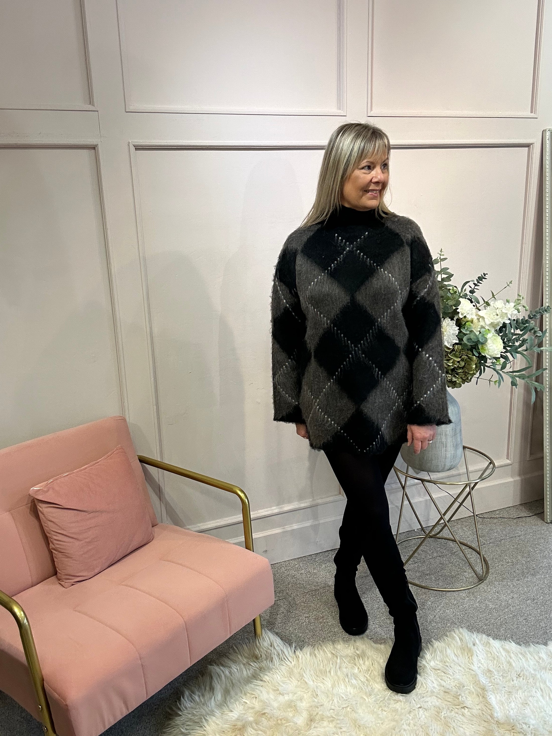 Jumper Dress - Brown/Black