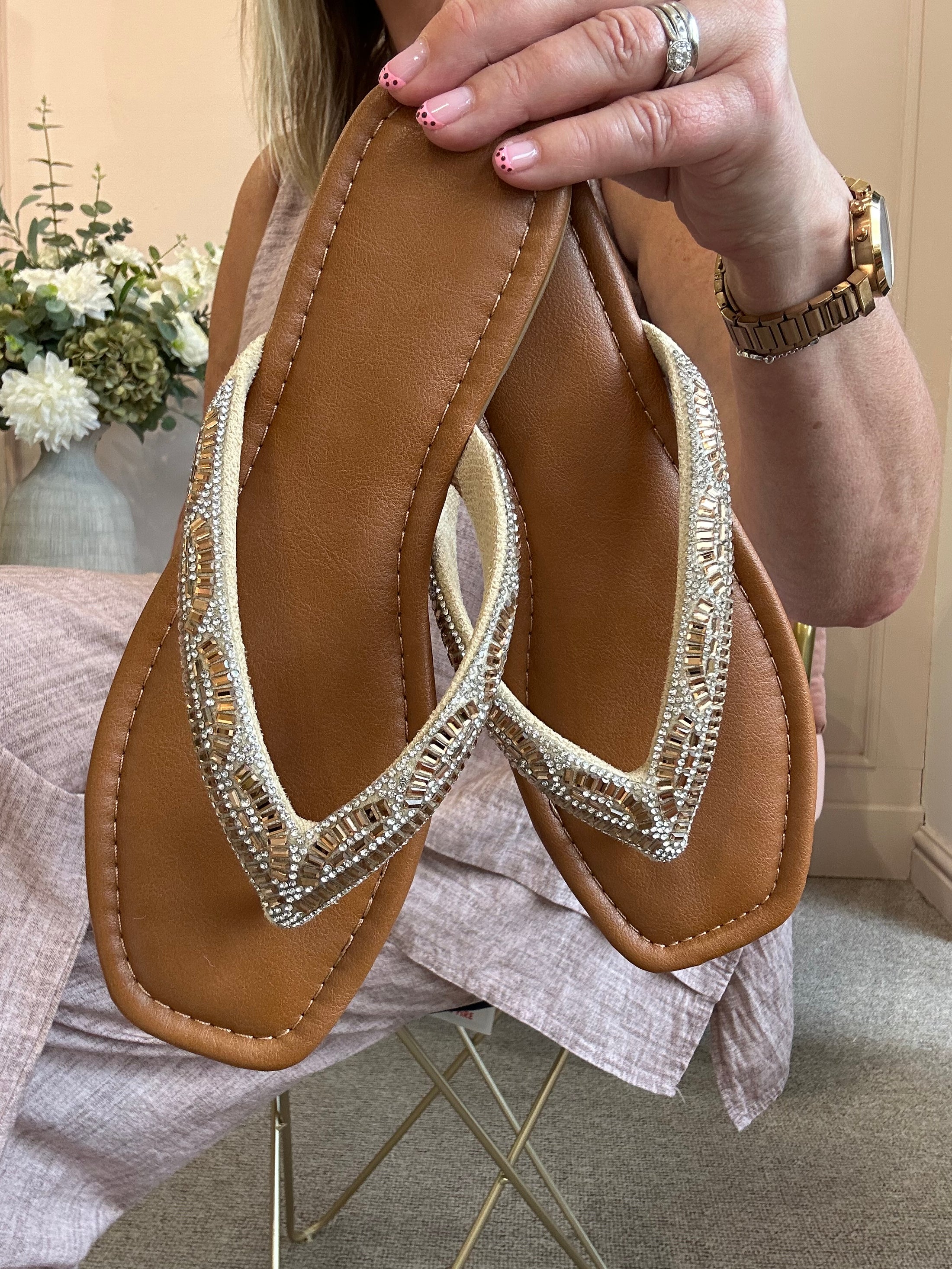 Bling Flip Flop - Gold - Wardrobe By Simone
