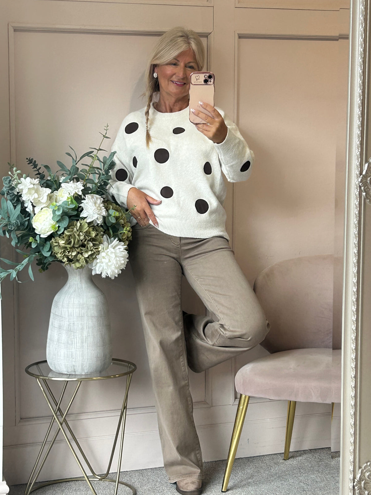 Spot Jumper - Cream/Brown