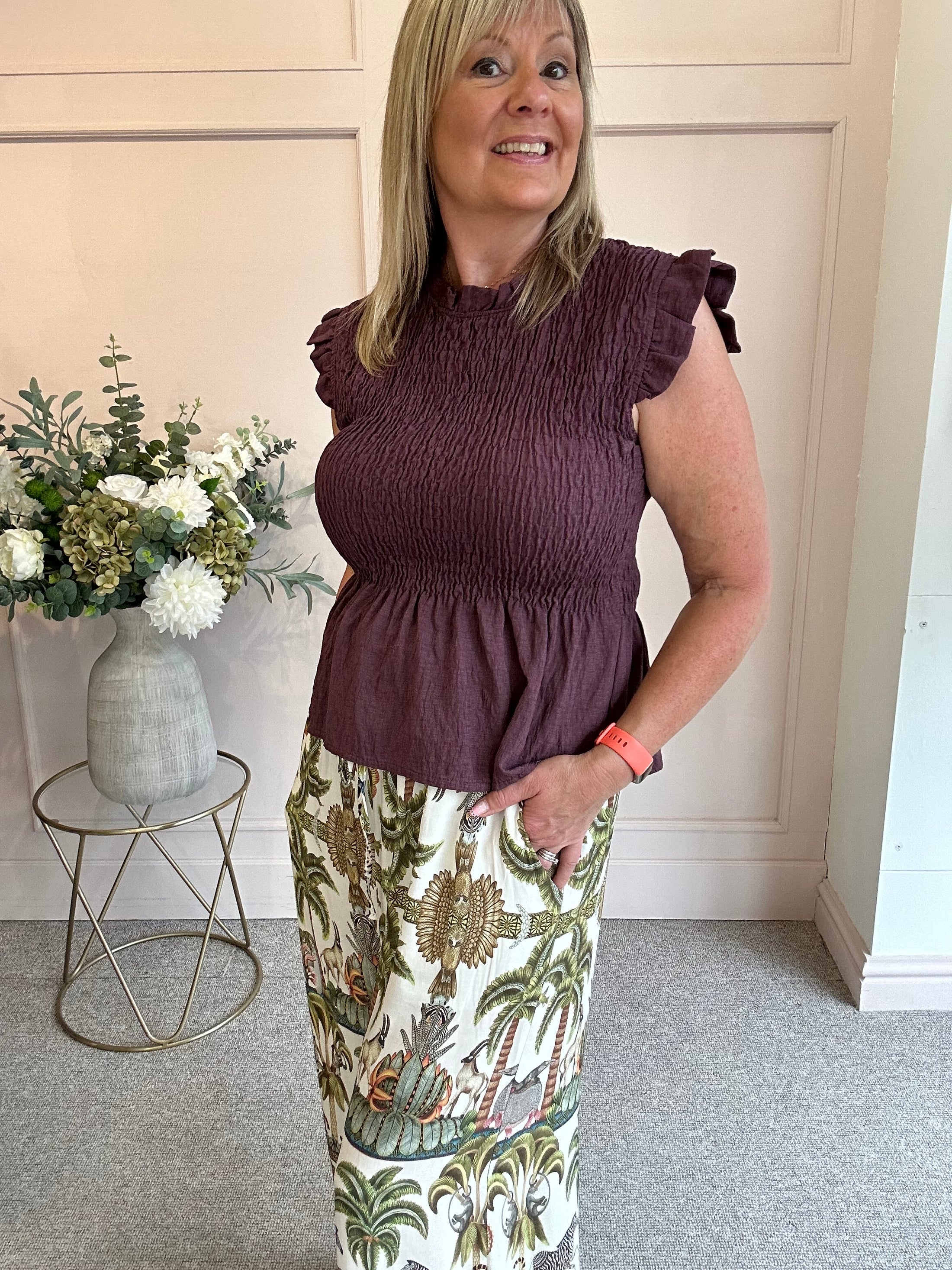 Cute Peplum Top  - Damson