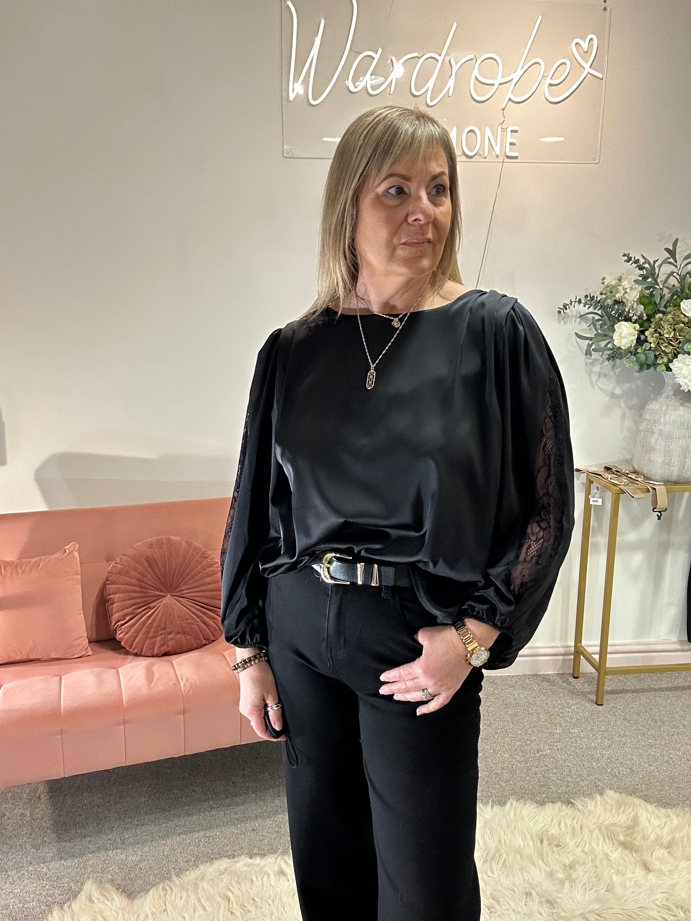 Satin Blouse - Black