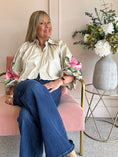 Load image into Gallery viewer, Floral Embroidered Sleeve Shirt - Light Beige
