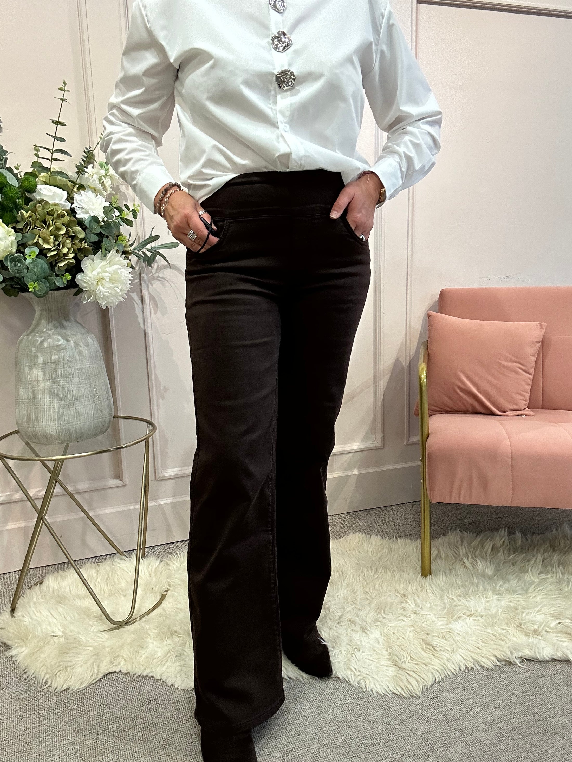 Wide Leg Jegging Style Jeans- Brown