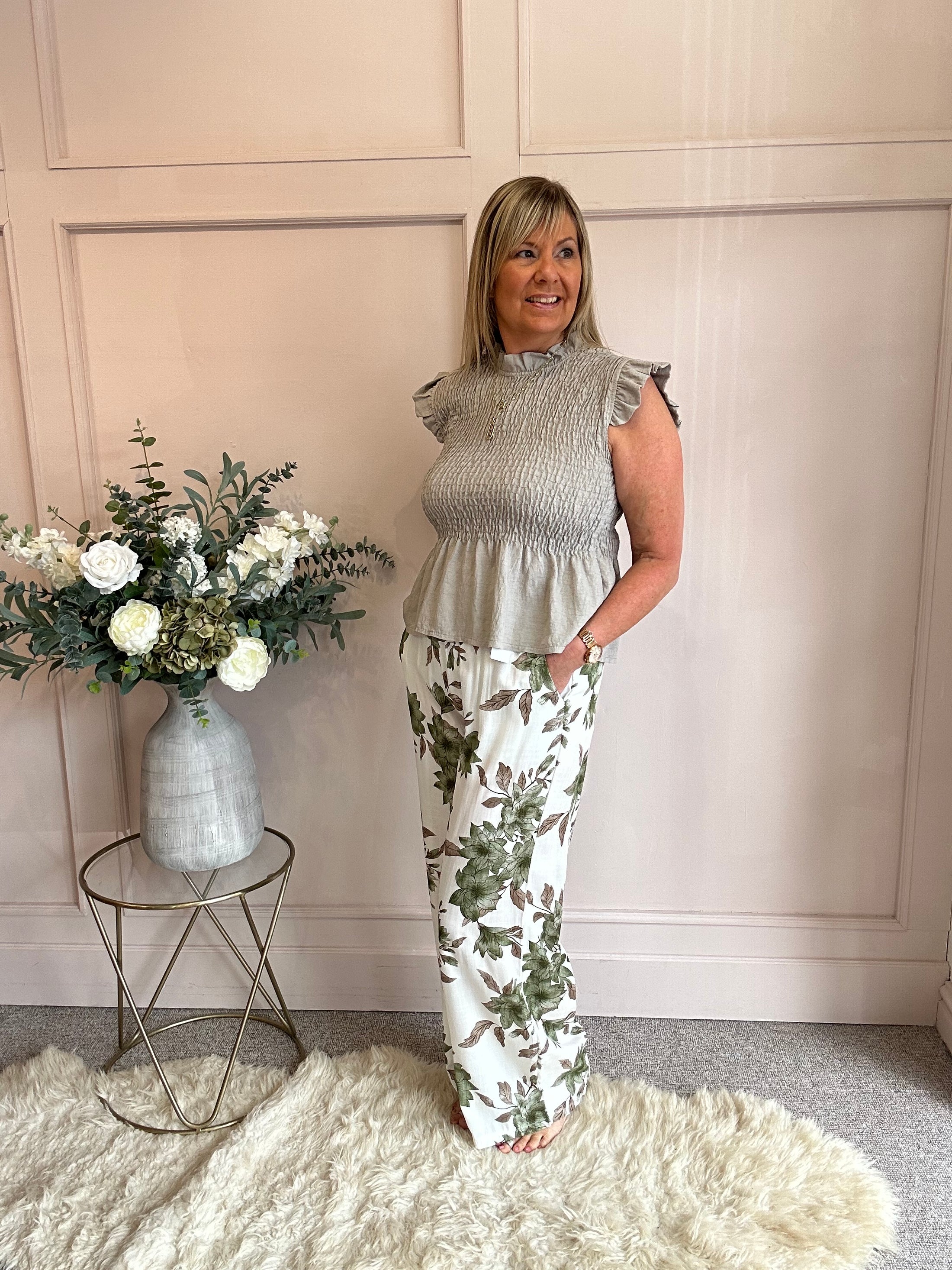 Cute Peplum Top  - Taupe - Wardrobe By Simone