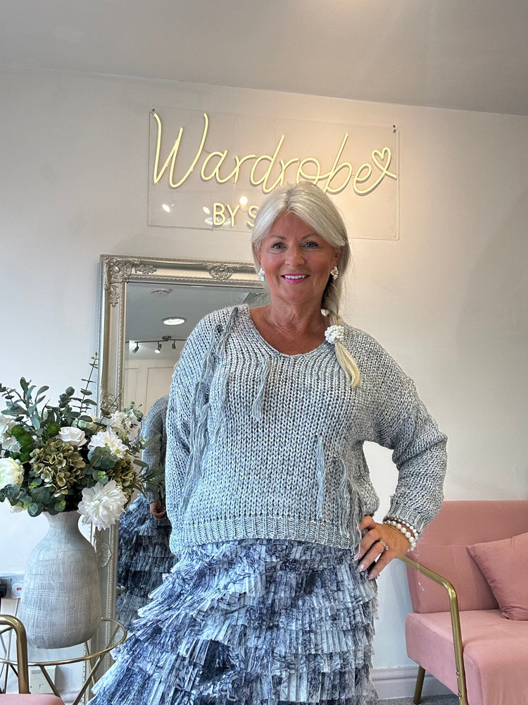 Metallic Tassel Jumper - Silver