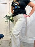 Load image into Gallery viewer, Silver Button Detail Denim Jean - Latte - Wardrobe By Simone
