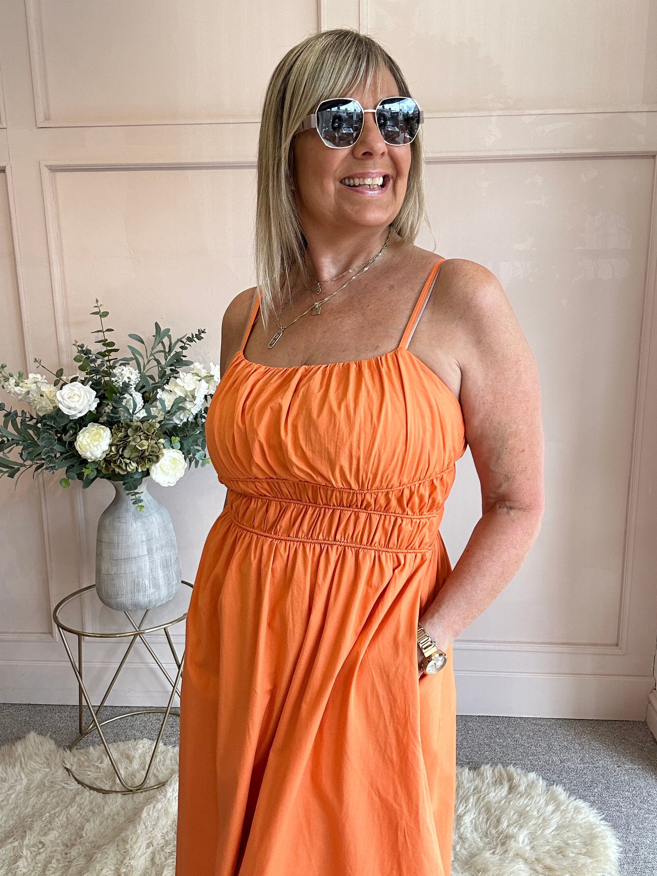 Midi Dress - Orange - Wardrobe By Simone